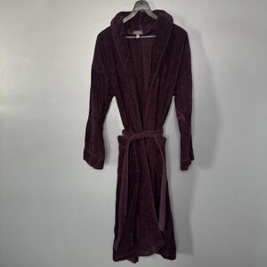 VTG Croft & Barrow Robe Turkish Towel Maroon Pockets Belted One Size 100% Cotton
